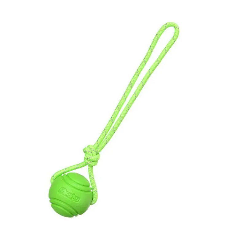 Reflektierender Hundeball mit Seil – Interaktives Spielzeug aus Gummi für große & kleine Hunde