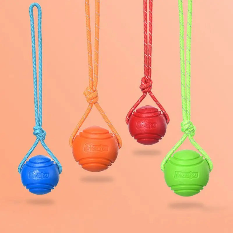Reflektierender Hundeball mit Seil – Interaktives Spielzeug aus Gummi für große & kleine Hunde