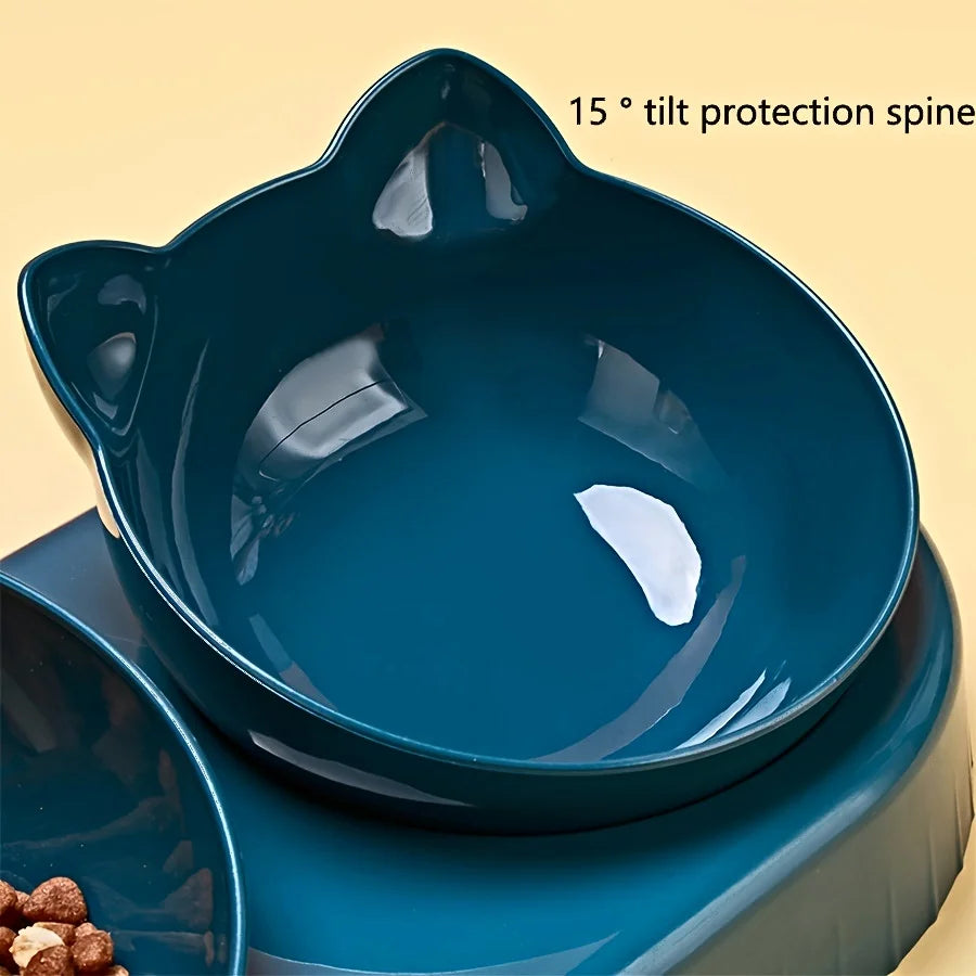 3-in-1 Katzennapf mit Wasserflasche – Neigbares Design für Nackenschutz & automatische Wasserversorgung