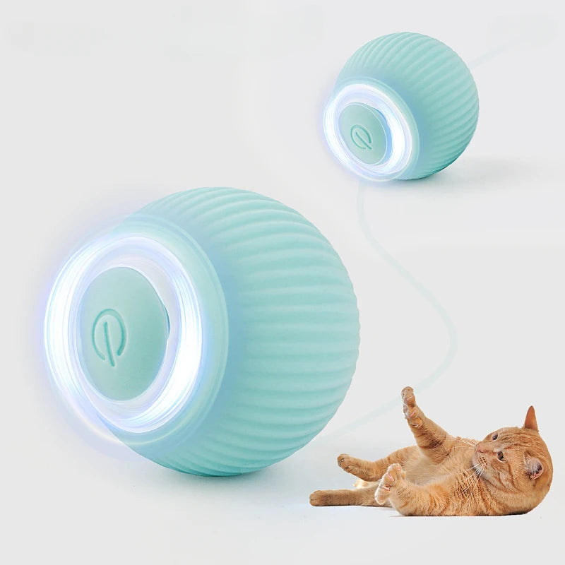 Interaktiver Katzenball – Selbstrollendes Spielzeug mit LED & USB-Aufladung