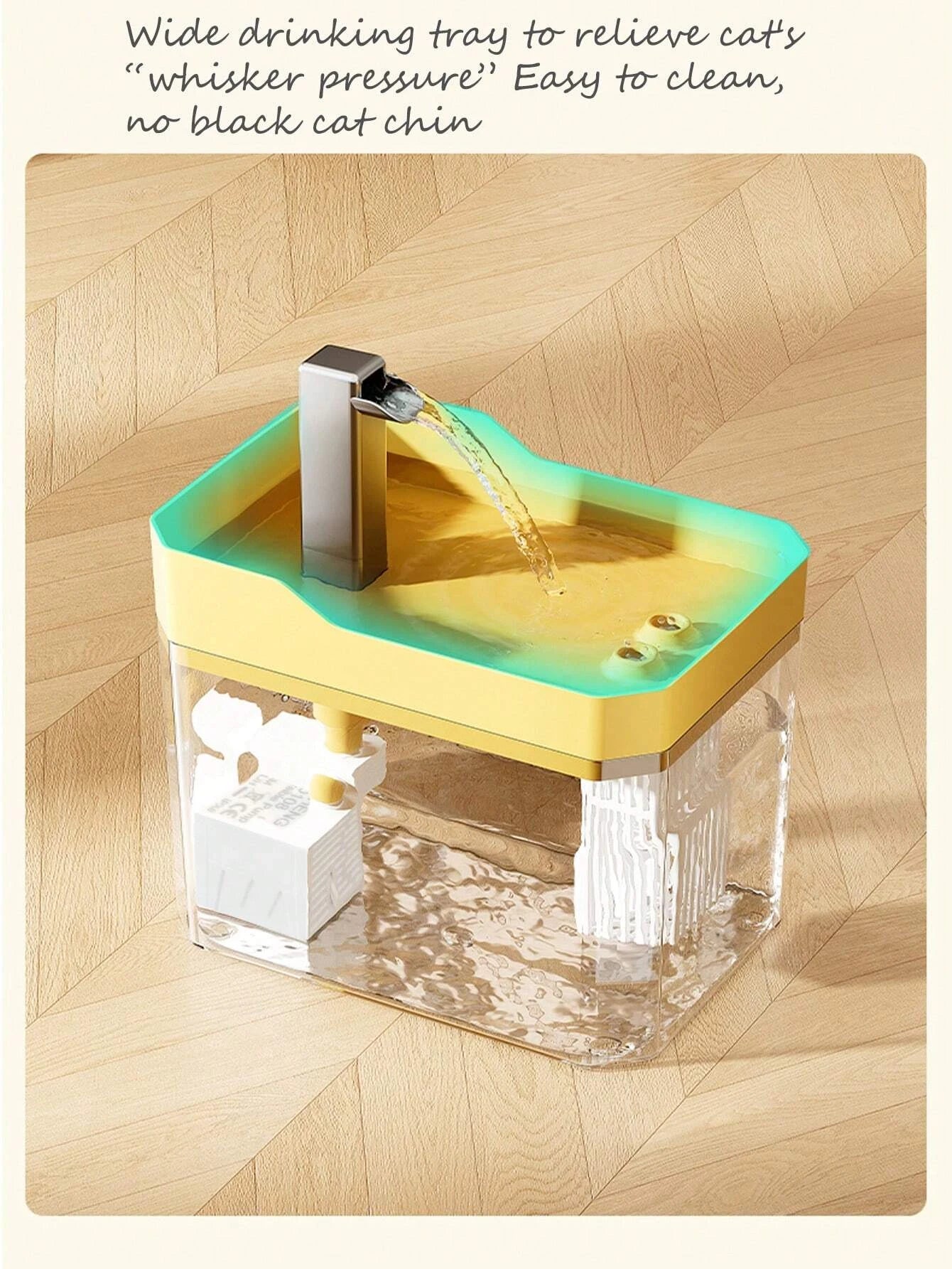 Katzenbrunnen mit Filter – Transparenter USB-Wasserspender (1,5 l) mit leiser Pumpe