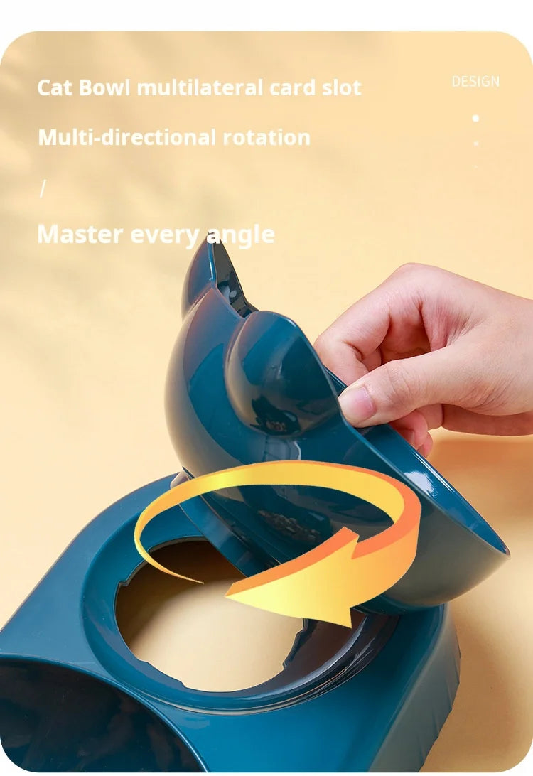 3-in-1 Katzennapf mit Wasserflasche – Neigbares Design für Nackenschutz & automatische Wasserversorgung