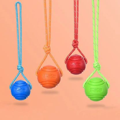 Reflektierender Hundeball mit Seil – Interaktives Spielzeug aus Gummi für große & kleine Hunde