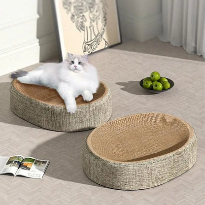 Ovales Katzenkratzbett – Kratzmatte & Loungesofa in einem